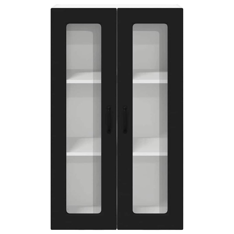 vidaXL Fali konyhaszekrény polcokkal Fekete 60 x 31 x 100 cm Faanyag