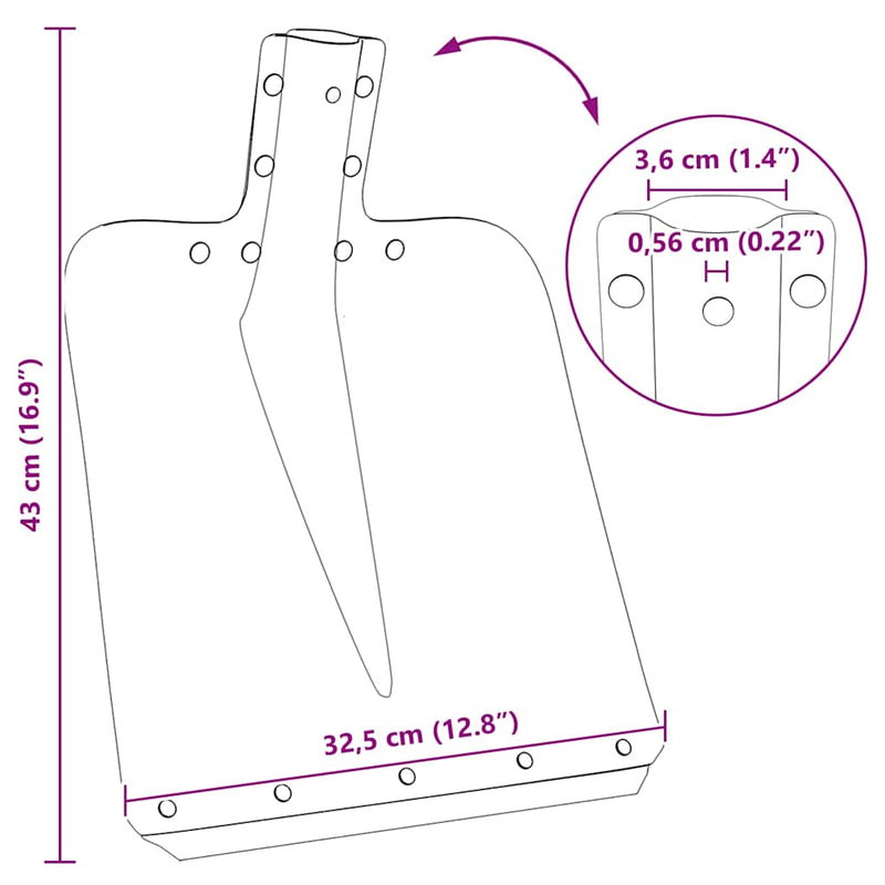 vidaXL Lapát Fej Ezüst 41,5 x 32,5 cm Alumínium