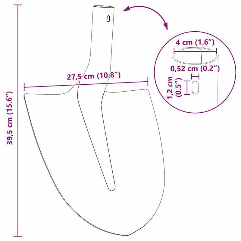 vidaXL Lapát Fej Piros 39,5 x 27,5 cm Porszórt acél