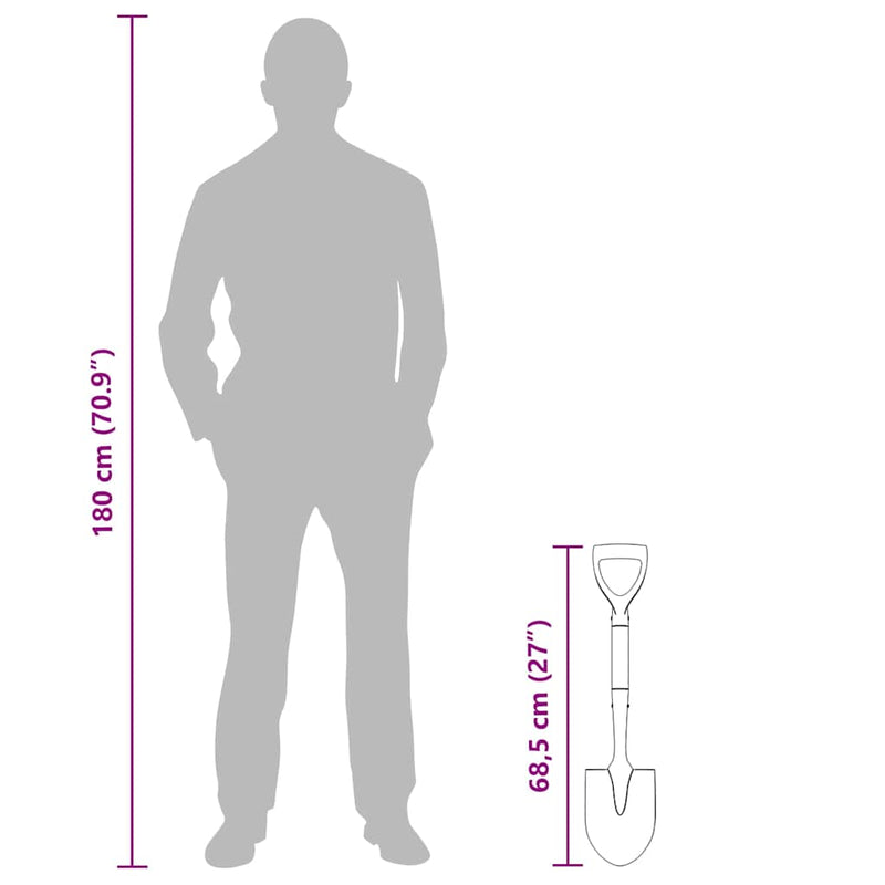 vidaXL Lapát Fekete 68,5 cm Erősen bevont acél és szilárd fa