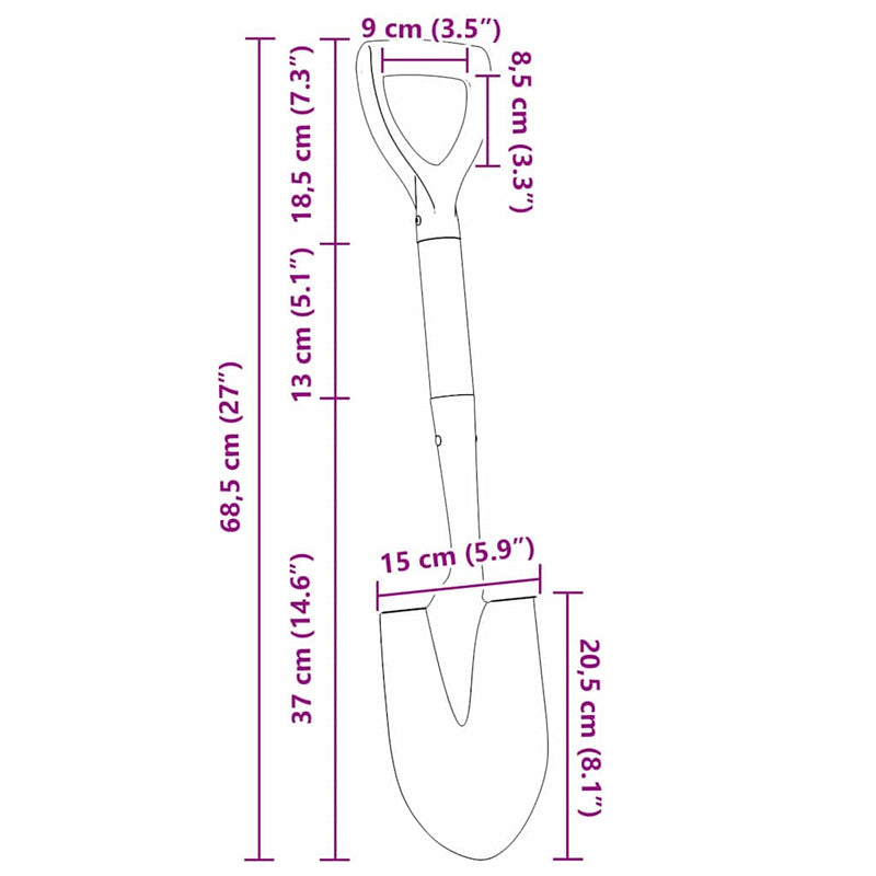 vidaXL Lapát Fekete 68,5 cm Erősen bevont acél és szilárd fa