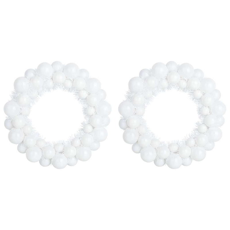vidaXL Karácsonyi labda koszorúk 2 pcs Fehér 33 x 33 x 7 cm