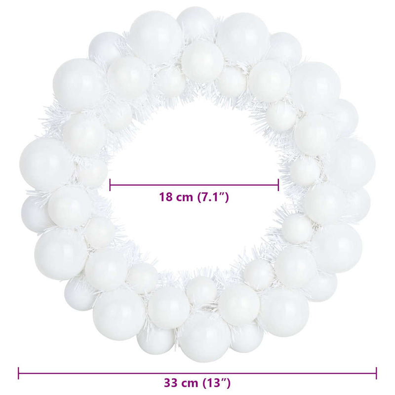 vidaXL Karácsonyi labda koszorúk 2 pcs Fehér 33 x 33 x 7 cm