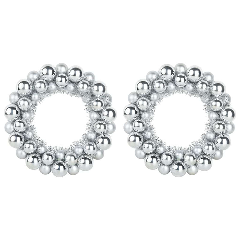 vidaXL Karácsonyi labda koszorúk 2 pcs Ezüst 33 x 33 x 7 cm