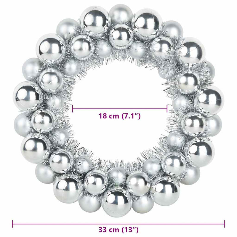 vidaXL Karácsonyi labda koszorúk 2 pcs Ezüst 33 x 33 x 7 cm