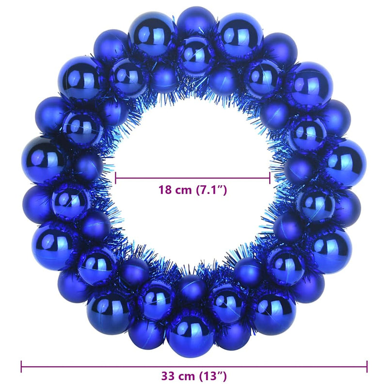 vidaXL Karácsonyi labda koszorúk 2 pcs Kék 33 x 33 x 7 cm Polisztirol