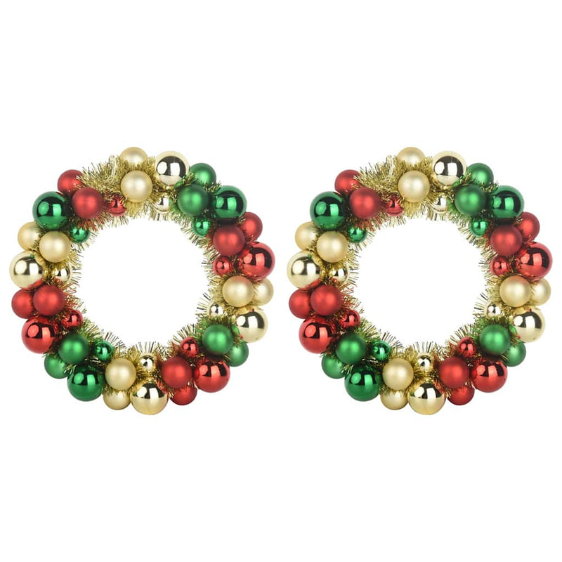 vidaXL Karácsonyi labda koszorúk 2 pcs Sokszínű 33 x 33 x 7 cm