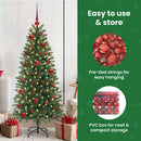 vidaXL Karácsonyi Díszgömb Készlet 150 LED-del 61 pcs Piros Műanyag