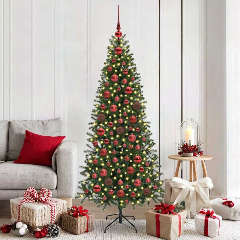 vidaXL Karácsonyi Díszgömb Készlet 300 LED-del 120 pcs Piros Műanyag