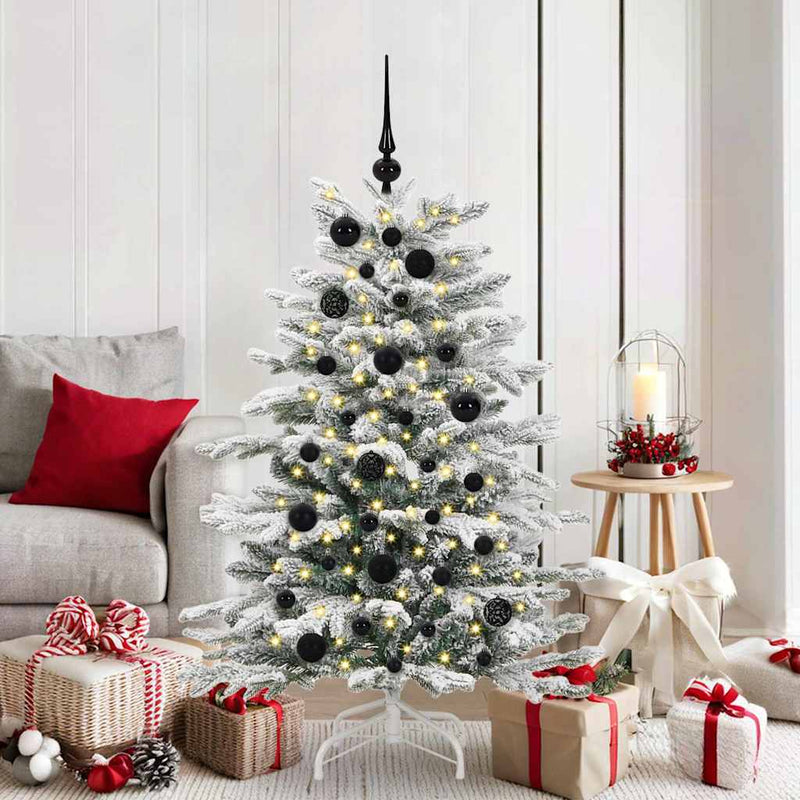 vidaXL Karácsonyi Díszgömb Készlet 150 LED-del 61 pcs Fekete Műanyag