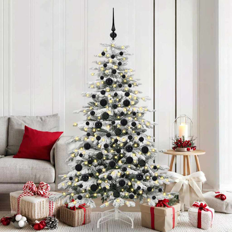 vidaXL Karácsonyi Díszgömb Készlet 300 LED-del 120 pcs Fekete Műanyag
