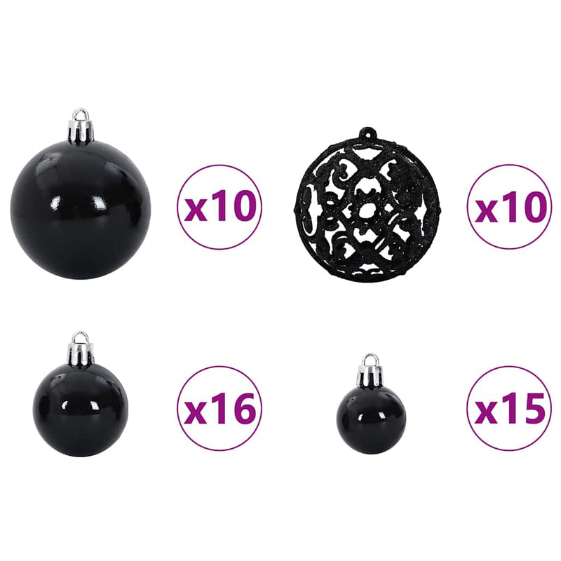 vidaXL Karácsonyi Díszgömb Készlet 300 LED-del 120 pcs Fekete Műanyag