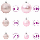 vidaXL Karácsonyi Díszgömb Készlet 120 pcs Rózsaszín Műanyag