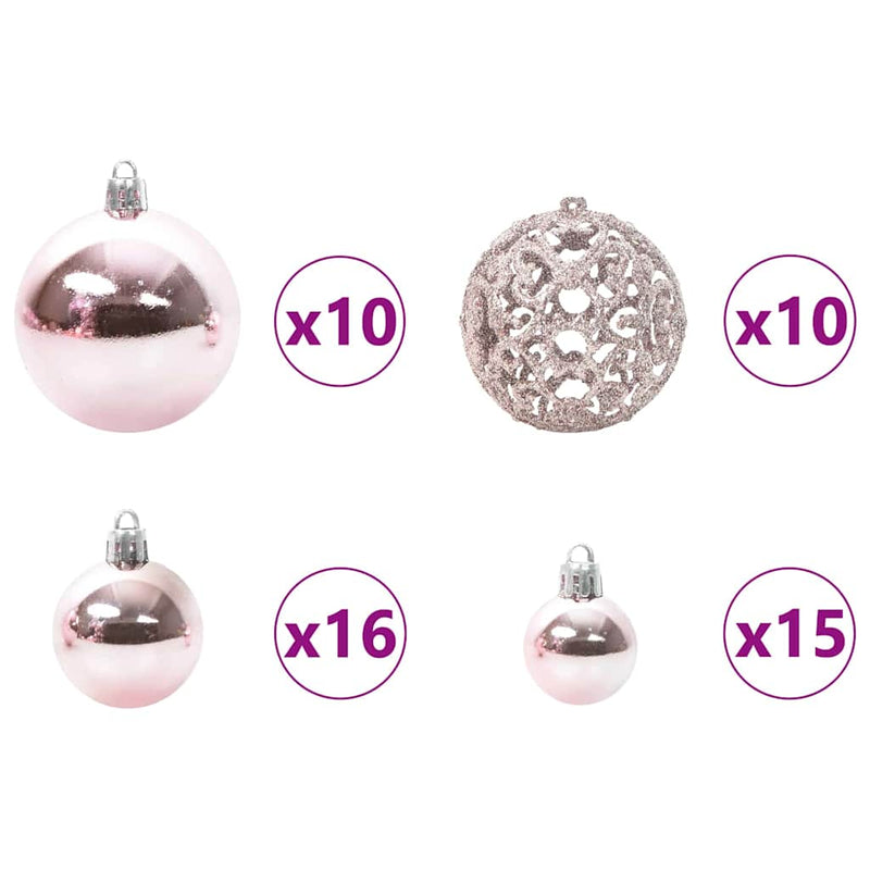 vidaXL Karácsonyi Díszgömb Készlet 120 pcs Rózsaszín Műanyag
