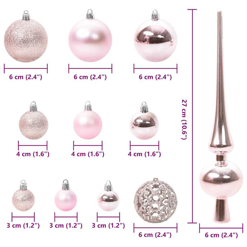 vidaXL Karácsonyi Díszgömb Készlet 120 pcs Rózsaszín Műanyag