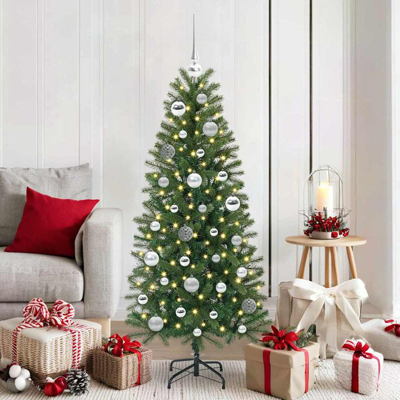 vidaXL Karácsonyi Díszgömb Készlet 150 LED-del 61 pcs Ezüst Műanyag