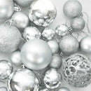 vidaXL Karácsonyi Díszgömb Készlet 300 LED-del 120 pcs Ezüst Műanyag