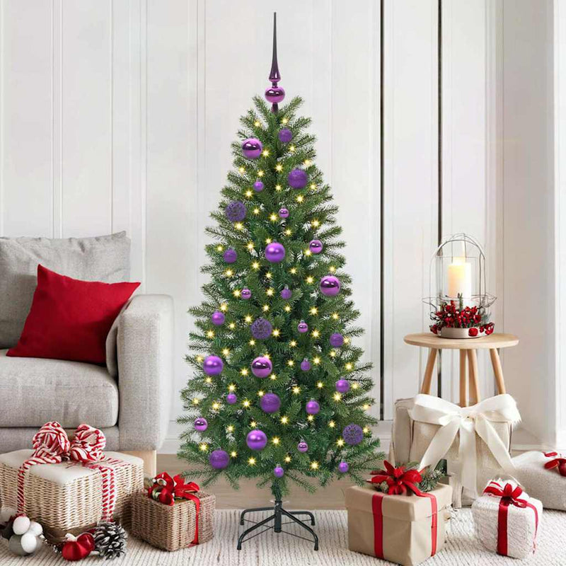 vidaXL Karácsonyi Díszgömb Készlet 150 LED-del 61 pcs Lila Műanyag
