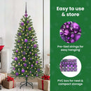 vidaXL Karácsonyi Díszgömb Készlet 150 LED-del 61 pcs Lila Műanyag