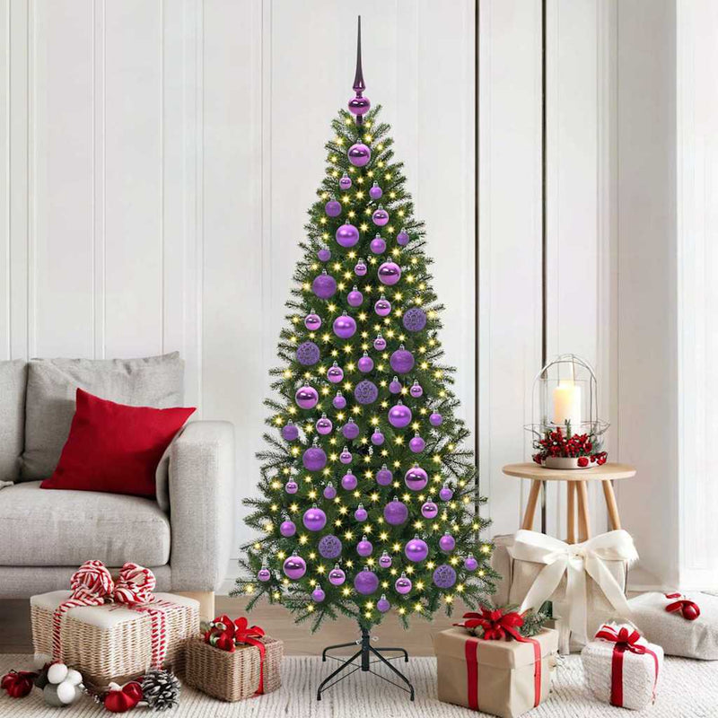 vidaXL Karácsonyi Díszgömb Készlet 300 LED-del 120 pcs Lila Műanyag