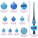 vidaXL Karácsonyi Díszgömb Készlet 150 LED-del 61 pcs Kék Műanyag