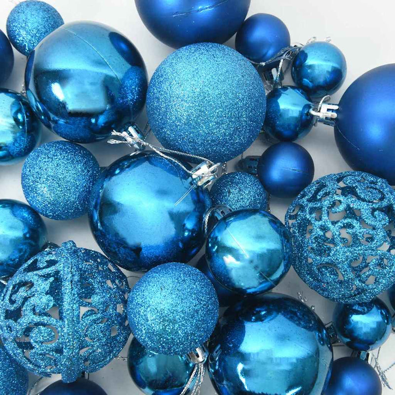 vidaXL Karácsonyi Díszgömb Készlet 300 LED-del 120 pcs Kék Műanyag