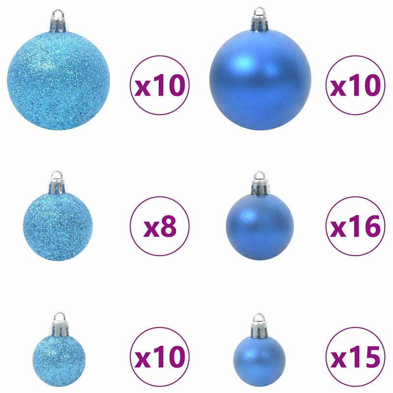 vidaXL Karácsonyi Díszgömb Készlet 300 LED-del 120 pcs Kék Műanyag