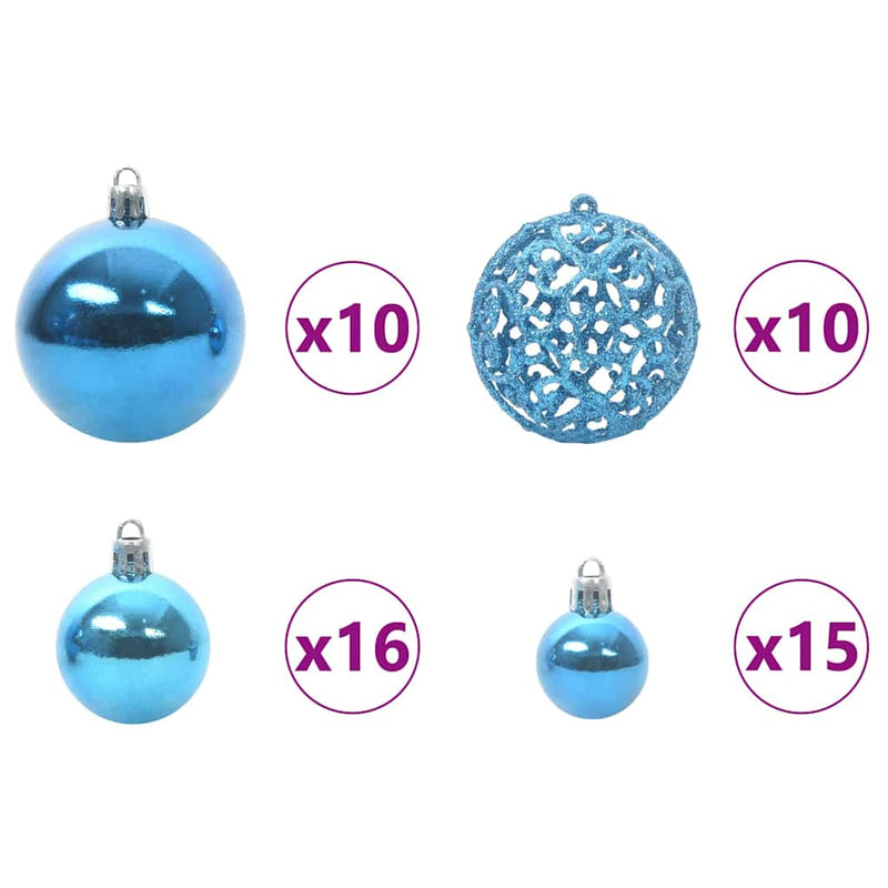 vidaXL Karácsonyi Díszgömb Készlet 300 LED-del 120 pcs Kék Műanyag