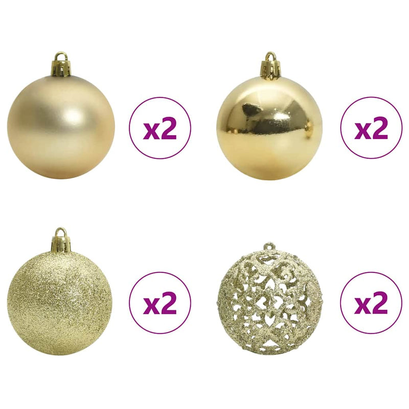 vidaXL Karácsonyi Díszgömb Készlet 150 LED-del 61 pcs Sokszínű Műanyag