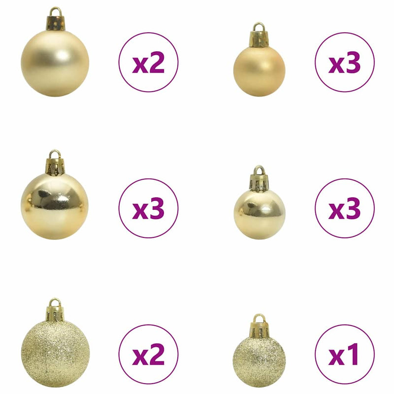 vidaXL Karácsonyi Díszgömb Készlet 150 LED-del 61 pcs Sokszínű Műanyag
