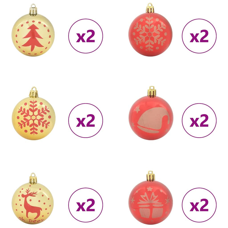 vidaXL Karácsonyi Díszgömb Készlet 40 pcs Arany és piros