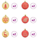 vidaXL Karácsonyi Díszgömb Készlet 40 pcs Arany és piros Műanyag