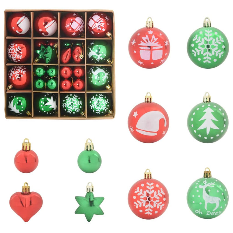 vidaXL Karácsonyi Díszgömb Készlet 40 pcs Piros és zöld