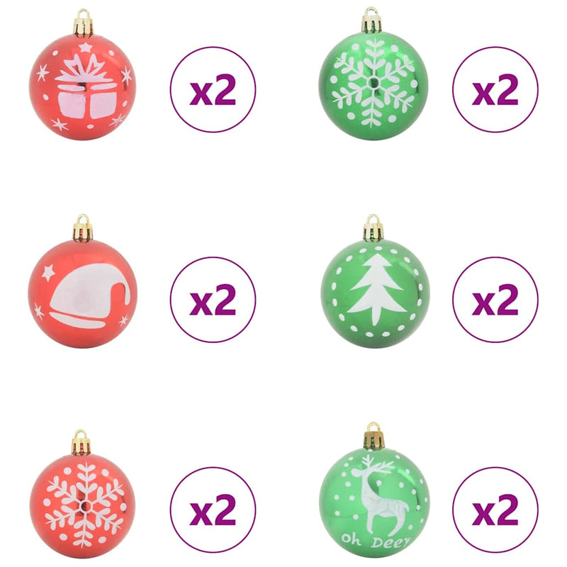 vidaXL Karácsonyi Díszgömb Készlet 40 pcs Piros és zöld