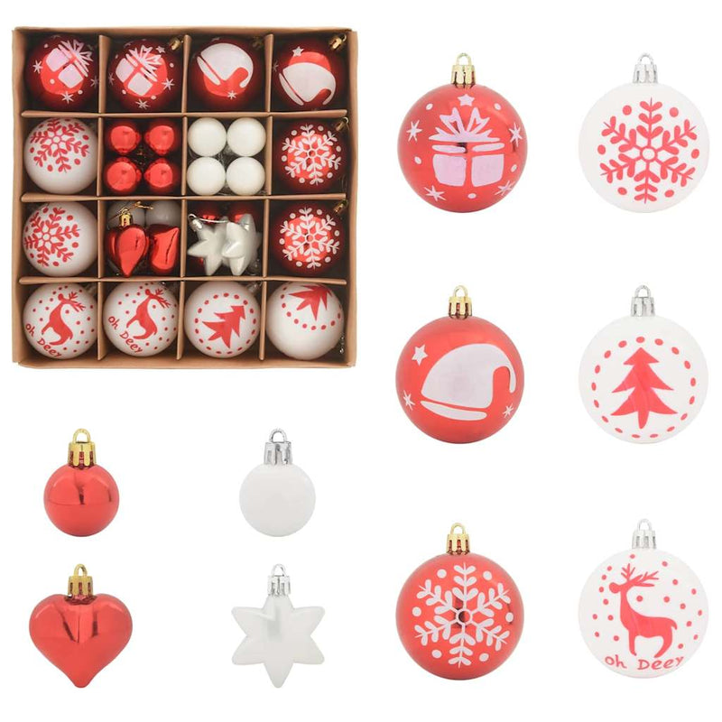 vidaXL Karácsonyi Díszgömb Készlet 40 pcs Piros és Fehér