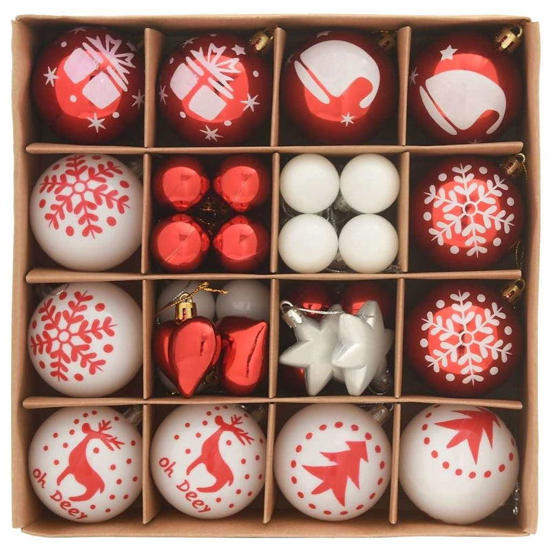 vidaXL Karácsonyi Díszgömb Készlet 40 pcs Piros és Fehér