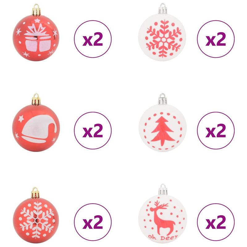 vidaXL Karácsonyi Díszgömb Készlet 40 pcs Piros és Fehér
