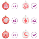 vidaXL Karácsonyi Díszgömb Készlet 40 pcs Piros és Fehér Műanyag