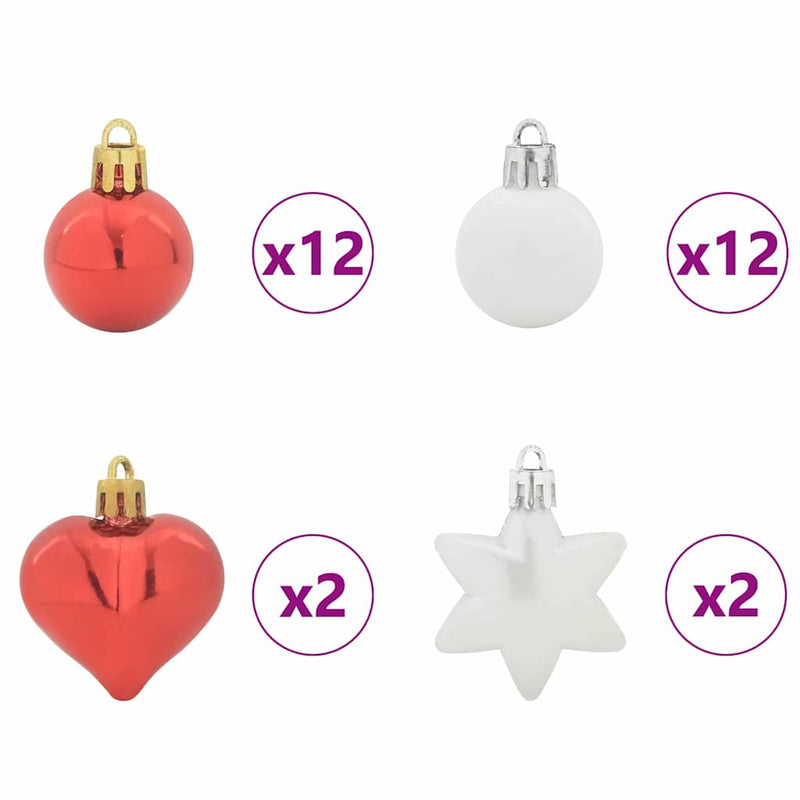 vidaXL Karácsonyi Díszgömb Készlet 40 pcs Piros és Fehér