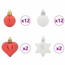 vidaXL Karácsonyi Díszgömb Készlet 40 pcs Piros és Fehér Műanyag