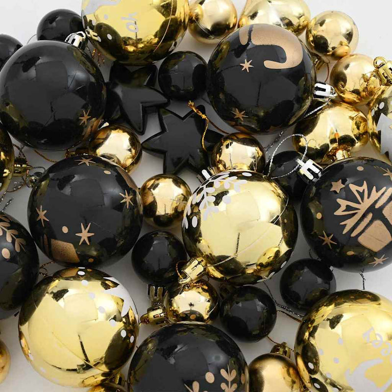 vidaXL Karácsonyi Díszgömb Készlet 40 pcs Fekete és Arany
