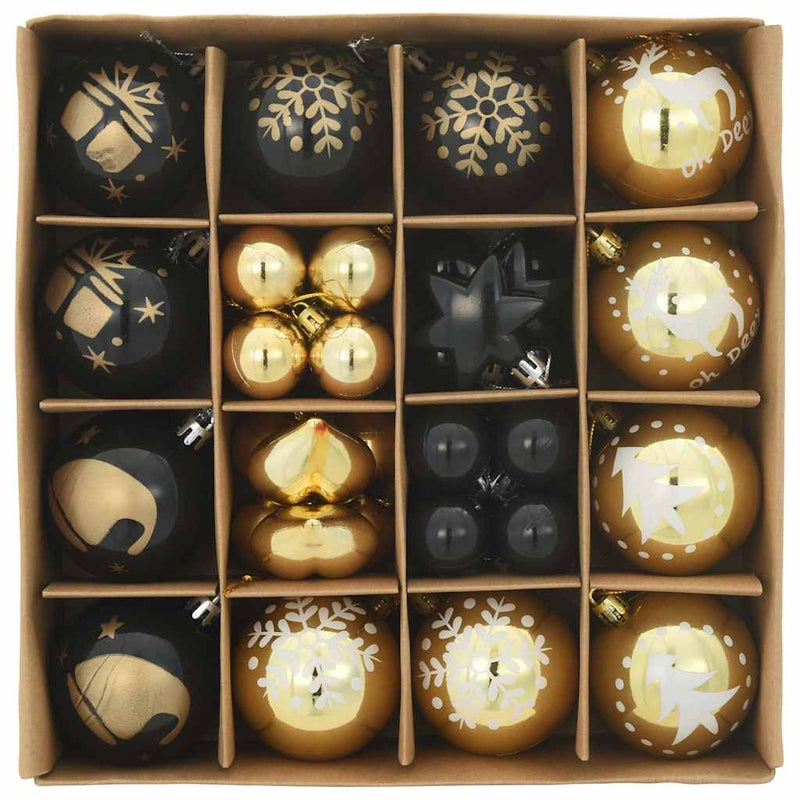 vidaXL Karácsonyi Díszgömb Készlet 40 pcs Fekete és Arany