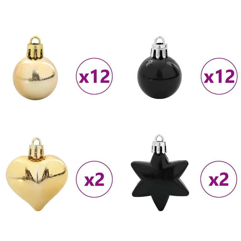 vidaXL Karácsonyi Díszgömb Készlet 40 pcs Fekete és Arany