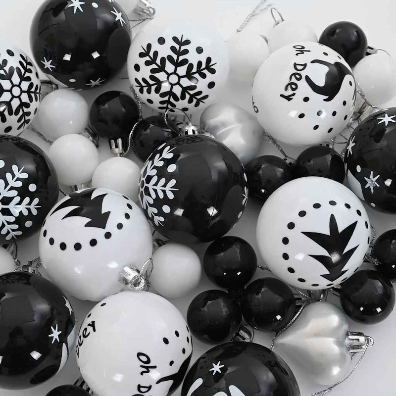 vidaXL Karácsonyi Díszgömb Készlet 40 pcs Fekete és Fehér