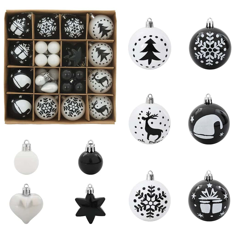 vidaXL Karácsonyi Díszgömb Készlet 40 pcs Fekete és Fehér
