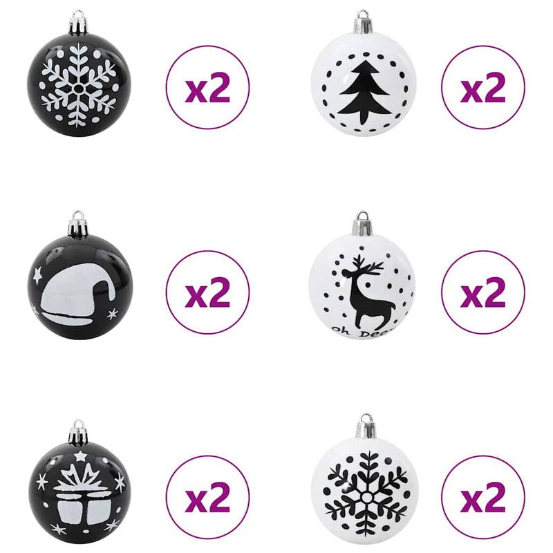 vidaXL Karácsonyi Díszgömb Készlet 40 pcs Fekete és Fehér