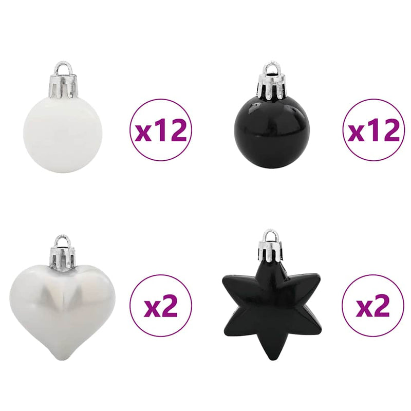 vidaXL Karácsonyi Díszgömb Készlet 40 pcs Fekete és Fehér
