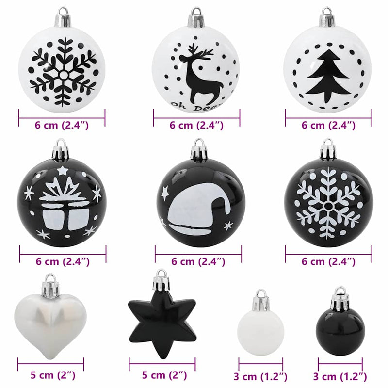 vidaXL Karácsonyi Díszgömb Készlet 40 pcs Fekete és Fehér