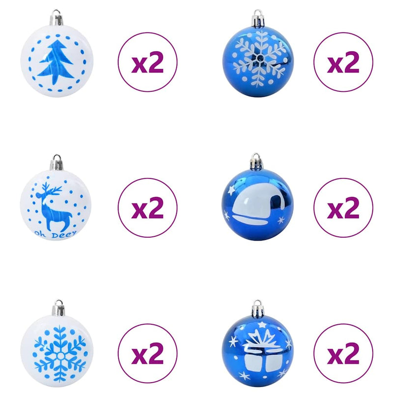 vidaXL Karácsonyi Díszgömb Készlet 40 pcs Kék és Fehér