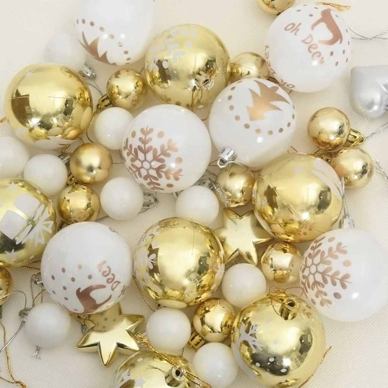 vidaXL Karácsonyi Díszgömb Készlet 40 pcs Fehér és Arany